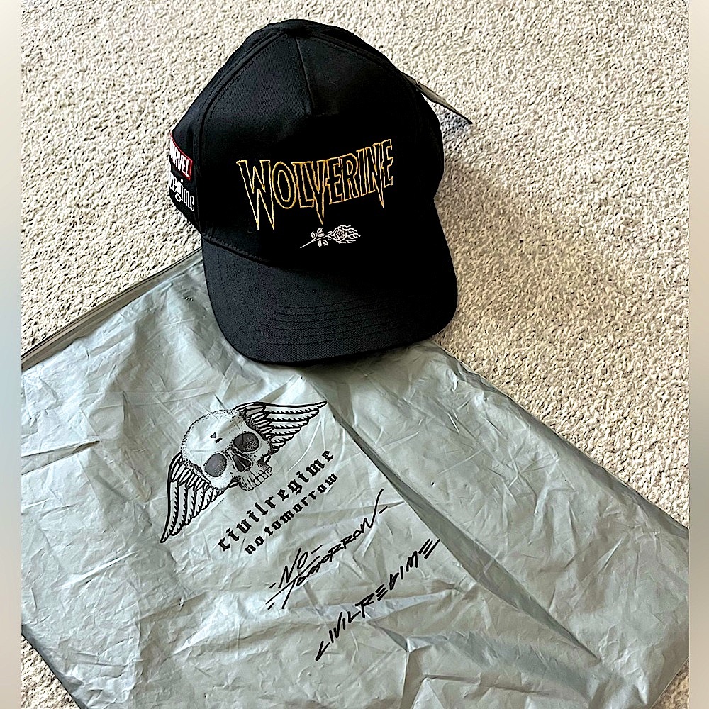 NWT Civil Regime Wolverine Marvel Collab Black Baseball Hat with Bag